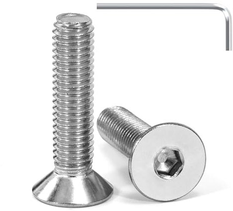 Tunejoy Tornillo Avellanado M8 x 35 mm Tornillos de Cabeza Avellanada Hexagonal de Acero Inoxidable A2 V2A Norma DIN 7991 con llave Allen Rosca Completa 20 Piezas