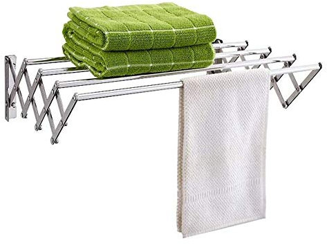 Toallero multifunción, toallero, Plegable, Extensible, clásico, 4 Barras para Colgar Prendas, 90 cm (100 cm)