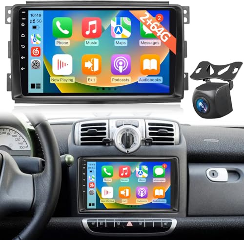 Autoradio Android per Mercedes Benz Smart Fortwo 2005-2010, Stereo Touchscreen 9 Pollici con Wireless CarPlay & Android Auto, Navigatore GPS WiFi Bluetooth, Suono DSP, Telecamera Posteriore AHD
