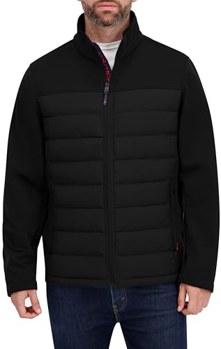 Nautica Men's Lightweight Softshell Jacket – Bonded Fleece Lining, Regular, Big & Tall Sizes, Black, X-Large