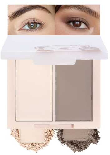 Muorruo Paleta de Sombras de Ojos Nude Neutro, 2 Colores, Acabado Mate Aterciopelado, Sombra de Ojos en Tono Taupe Nude Frío, Look de Maquillaje Natural, Duradero, Look Natural, #01