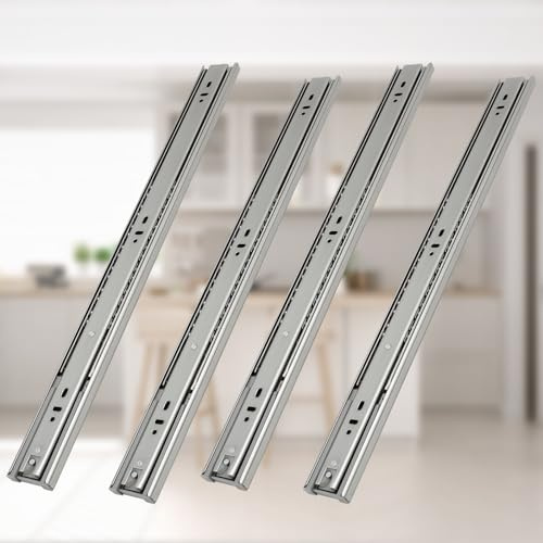 Monucep Juego de 4 rieles para cajones, 600 mm, sistema de rieles con autocierre