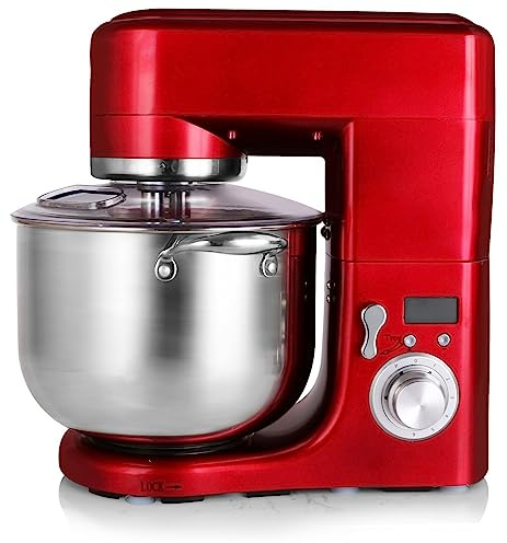 1500 W Batidora Amasadora Reposteria Con Tazón De 10 L, 6 Velocidades Robot De Cocina Y Pantalla LED, Incluye Gancho Para Masa, Batidor Para Comida De Trigo, Ensalada, Pastel