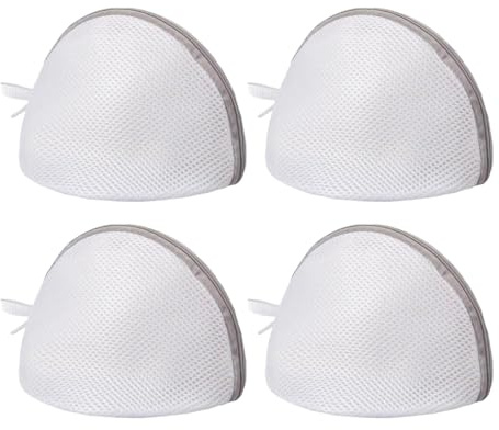 Proteggi Reggiseno per Lavatrice, 4 Pezzi, Sacchetti Lavatrice Biancheria, Sacchi Rete Biancheria, Rete Salvabucato con Cerniera Nascosta, per biancheria intima e calze, forma semicerchio, 18 x 15 cm
