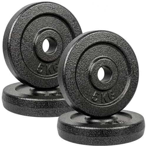 SPORTNOW Weight Plates Set 1/2.5cm Weight Disc Pair 4 x 5kg Metal Grey
