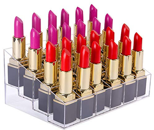 Benbilry Lipstick Holder, 24 Slots Clear Acrylic Lipstick Organezer Display Transparent Makeup Organizer (24 Slots)
