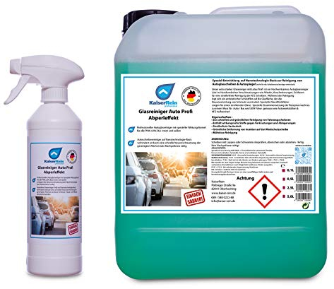 KaiserRein Auto KFZ Glasreiniger Scheibenreiniger mit Lotuseffekt Spray 0,5 L Sprayflasche Leer + 5 L Kanister gebrauchsfertig zum nachfüllen