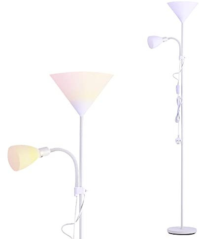 INMOZATA Standard Lamps Living Room, Uplighter Floor Lamp, Modern Mother & Child Tall Floor Lamp for Living Room, Bedroom, Lounge, Office(White)