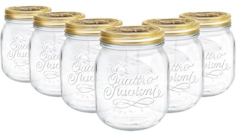 Bormioli Rocco - Barattoli di vetro per la conservazione alimentare Quattro Stagioni - Barattoli da cucina tradizionali con coperchio a vite - 700 ml - Confezione da 6