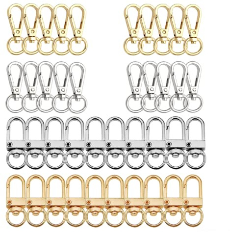 40 Pieces Metal Swivel Clasps Lobster Claw Clasps Swivel LanyardsTrigger Snap Hooks Strap for Keychain, Key Rings,DIY Jewelry Making Bracelet Necklace Findings(2 Colors)