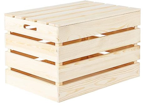 Wooden Chest Storage Chest Wooden Storage Box Log Basket with Lid Footstool Coffe Table (Small)