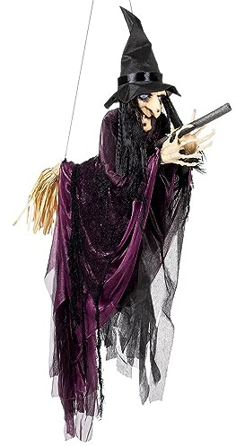 Boland 73091 - Strega volante, 65 cm, decorazione appesa per Halloween, decorazione per feste, decorazione horror per carnevale e feste a tema