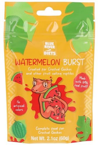 Blue River Diets Complete Crested Gecko Food | All Natural Gecko Food Made in the UK (60g, Watermelon Burst)