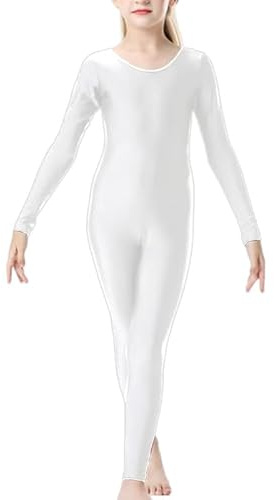 P&R DANCEWEAR LTD Girls Full Sleeve Footless Catsuit Scoop Neckline Footless Dance Unitard for Ballet, Dance, Acrobatics, Gymnastic Performance