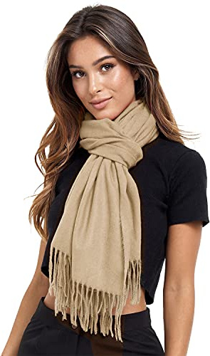 Glamexx24 XXL damhalsduk lång halsduk dam poncho halsduk överdimensionerad filt halsduk enfärgad vinterhalsduk extra lång halsduk varm halsduk, Sandbeige, En Storlek