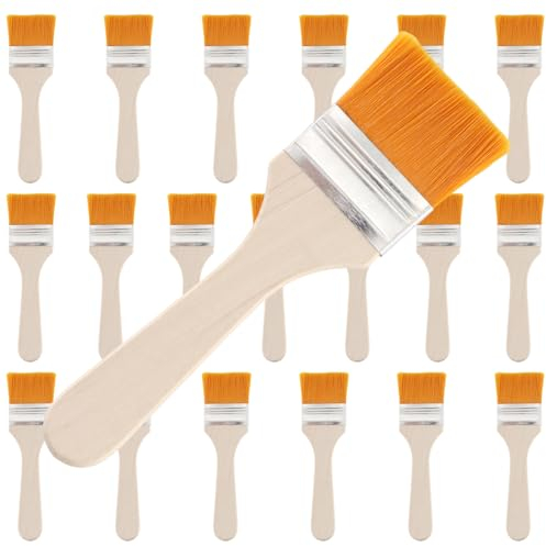 TOKSEO 20 Stück Malerpinsel Set, Pinselkopf, Flachpinsel Lasurpinsel, Kleine Pinsel, Flach Lackpinsel mit Holzgriff für lacke, lasuren, DIY, Streichen