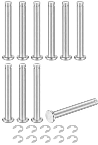 QUARKZMAN 10Set M5x40mm Perno Posizionamento Cilindrico Elastico Albero Acciaio Inossidabile 304, Perno Posizione Cilindro Cerniera Scanalato Testa Piatta con Ring Fissaggio Clip E, Argento
