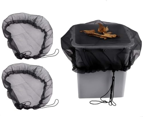 Netzabdeckung für Regentonnen – 2 Stück 100 cm Regentonnennetz mit Kordelzug, Wassersammeleimer, Tankschutz zur Verhinderung von abgefallenen Blättern im Garten, Traufe im Freien