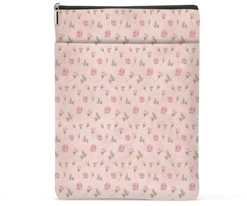 Floral Book Sleeve, Vintage Book Covers for Paperbacks, Pink Roses Flowers Book Pouch Book Protector, Book Lovers Gifts for Women Girls Mom, Book Accessories Book Club Gifts Christmas Birthday Gifts