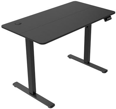 Mars Gaming MGD-ERGOPRO, Mesa Ajuste Altura Eléctrico 73-118cm, Superficie Ergonómica Fibra Carbono, Estructura Metálica, Soporte Auriculares y Gestión Cableado, Escritorio Regulable 110x60cm, Negro