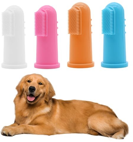 WUSJCOF 4 PCS Pets Zähne Reinigung Zahnbürste für Hunde Katzen Zahnpflege Silikon Finger Zahnbürsten