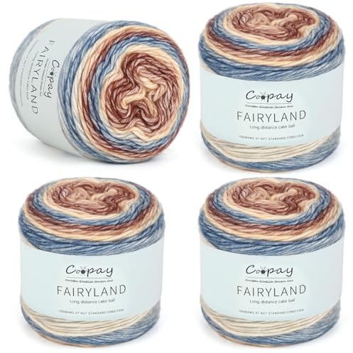 Coopay 4 x100g Gomitolo Lana Grossa per Maglieria Sfumato, Lana per Uncinetto & Ferri da Maglia, Super Morbido, Filato per Uncinetto per Maglioni Eleganti, Sciarpe, Cappelli - Cachi