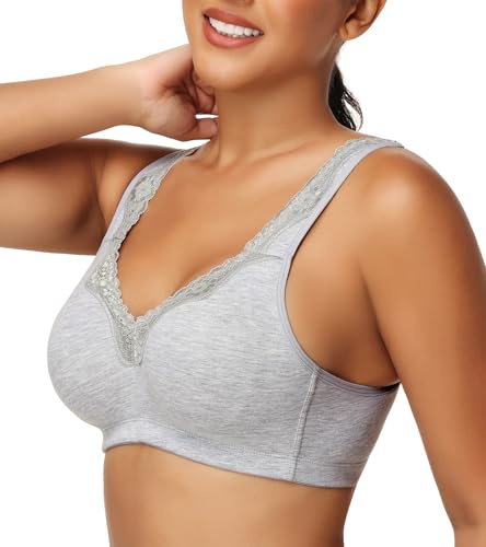 Oscrenia Minimizer Comfort Cotton Bra for Women Wireless Non Padded Sleep Underwear(Grey,36E)