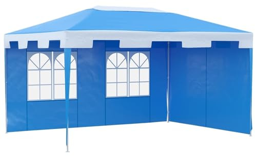 Pabellon de Jardin Pop-up Carpa for jardín de 4 x 3 m, for Exteriores, Color Azul