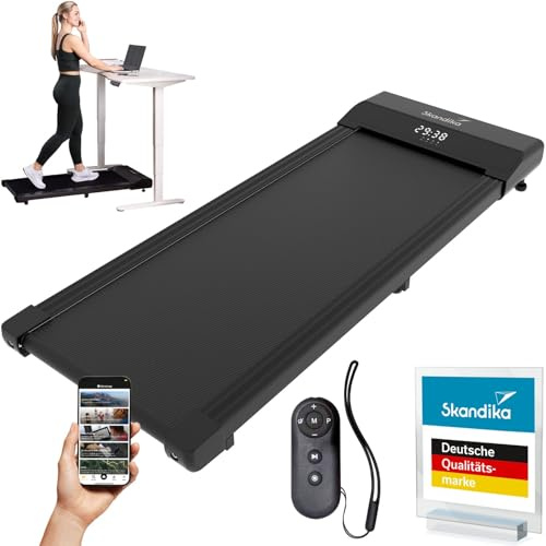 Skandika Walking Pad Nordik K6 | Laufband für zuhause, 6 km/h, 110 × 39,5 cm Lauffläche, LED-Display, Fernbedienung, Kinomap App-kompatibel | Fitnessgerät für Ausdauertraining, Büro, Home Office