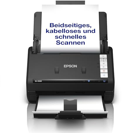 Epson WorkForce ES-550W Scanner documentale wireless | 45 ppm / 90 ipm | Alimentatore automatico di documenti da 100 fogli | A colori | Connettività USB | Fino al formato A4