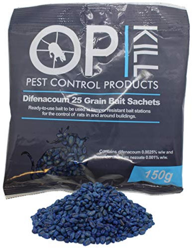 Opkill Professional Rat Poison Bait & Mouse Poison Grain - Strongest Maximum available Strength Rodent Killer - Fast Acting use, All Weather, multi Feed Bait Sachets
