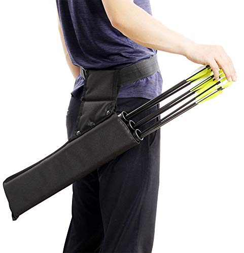 Huntinghome 3 Tube Archery Quiver, Portable Waist & Back Arrow Holder Bow Bag Pouch (Black)