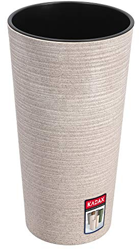 KADAX Pflanzkübel mit Innentopf Creme Ø 25 cm, Höhe 47 cm – Moderner Pflanztopf mit Einsatz, Blumentopf aus robuster Kunststoff für Innen- und Außenbereich, ideal für Wohnzimmer, Balkon, Büro