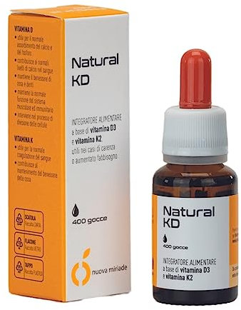 Integratore di Vitamina D3 K2: Dosaggio personalizzato in gocce, per assorbimento ottimale del calcio dal sapore piacevole di arancia. Formula adatta ai vegani