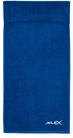 JELEX 100FIT Fitness Handtuch aus Baumwolle, mit Antirutsch-Schutz und Reißverschlusstasche. Maße: 90 x 45 cm (Royalblau)