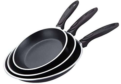 aro Set di 3 padelle, alluminio, Ø 20/ 24/ 28 cm, rivestimento antiaderente, utilizzabile in forno (max 150°C), nero