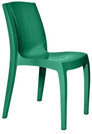 1 x Chair Green Gloss, Stackable, Recyclable, Strong, Made in UK, Durable, Stylish, Comfortable, UV Resistant | Kitchen, Living, Dining, Office, Outdoor, Café, Restaurant, College, Hotel, Event