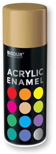 Biodur Universelle Acryl-Emaille Sprühlack 400 ml, Glänz RAL 1001 Beige, Glänzend, Akrylemaille UV-beständig, Universell Einsetzbar für Innen- und Außenbereich, Schnelltrocknend Sprühdose