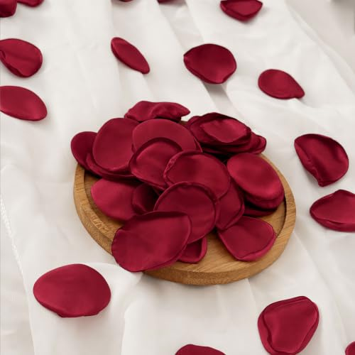 Vsosfiza 200 Stück Seiden Rosenblätter für Hochzeit,Wiederverwendbare blütenblätter,künstliche Streu Blütenblätter für Hochzeitsgang,Valentinstag,Brautduschen(Burgunder)