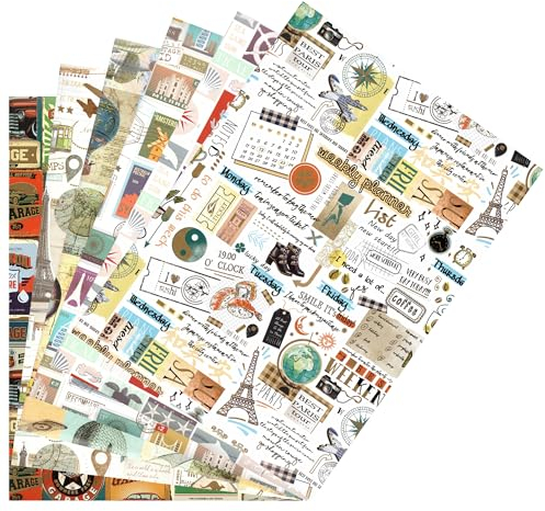 ARKRAFT Geschenkpapier Set 6 Bögen XXL Format 90 x 65 cm Verpackung ohne Plastik (Reisen)