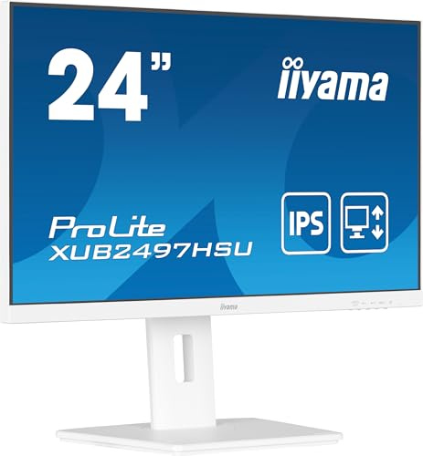 iiyama Prolite XUB2497HSU-W2 60,5cm 23,8 IPS LED-Monitor Full-HD 100Hz HDMI DP USB2.0 Slim-Line Höhenverstellung Pivot Adaptive Sync weiß