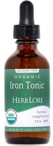 Herb Lore Iron Tonic - Organic Liquid Iron Drops Supplement for Kids & Women - Baby, Infant & Toddler Friendly - Plant Based, Vegan, Gentle, Non Constipating Herbal Tincture (2 fl oz)