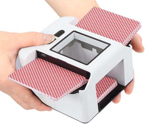 Colexy Kartenmischmaschine Elektrische mit 2000mAh Akku, Kartenmischer Automatischer, Aufladbarer Kartenmischer Kompakt, Kartenmischmaschine für Poker, Automatischer Elektrischer Kartenmischer (Weiß)