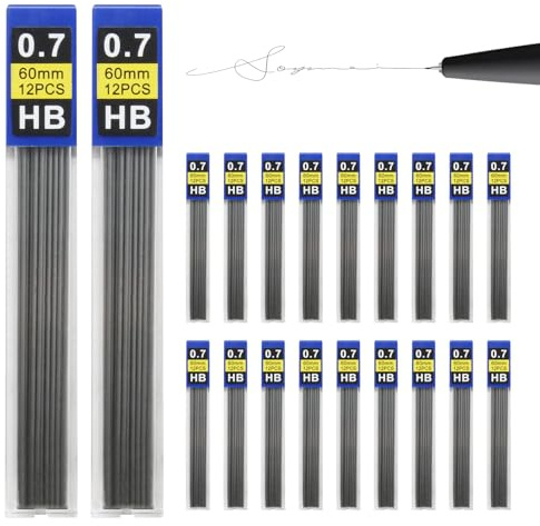 CAISYE Minas de Lápiz HB 0,7 mm, Recambio de Minas para Portaminas,Minas irrompibles para escritura suave y clara,Cambio suave de minas,Adecuadas para Escribir, Dibujar (240)