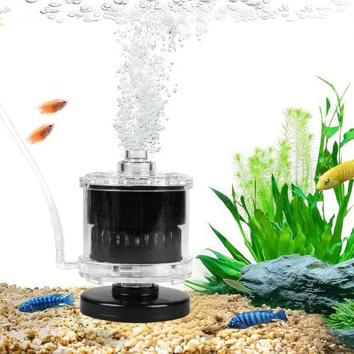 EXLECO Filtro Esponja Acuario con Manguera Acuario Tubo, Filtros Pecera para 60-100 L Peceras Pequeña, Filtrar de Acuario Interno con Piedra de Aire y Bolas de Cerámica Filtradas (sin Bomba de Aire)