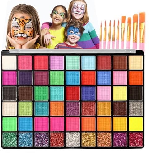 Ensembles de maquillage pour enfants, 54 couleurs ensembles de maquillage pour enfants, couleurs bodypainting, ensembles de maquillage pour enfants filles, ensembles de maquillage pour enfants, 11 bro