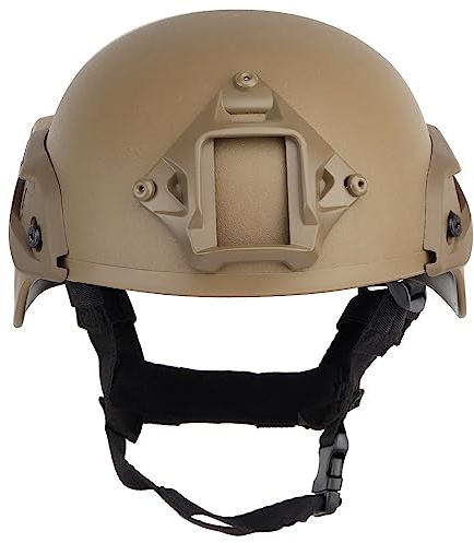 Marrone Chiaro, Casco Tattico Leggero Con Guide Laterali E Supporto - Calotta In ABS Per Addestramento E Uso All'aperto