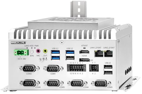 MNBOXCONET Mini PC Fanless Core i3 1215U, DIN-rail Mount Industrial Firewall, Micro Embedded PC DDR4 Barebone Computer, 2 x i210AT GbE LAN, 8GPIO, 6COM, DC 9-36V Power Input
