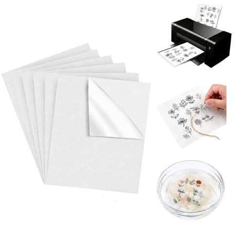 6PCS A4 Sticky Water Soluble Embroidery Stabilizer – Printable & Draw-On Wash Away Embroidery Paper, Medium Weight Self-Adhesive Sheets for Hand & Machine Embroidery