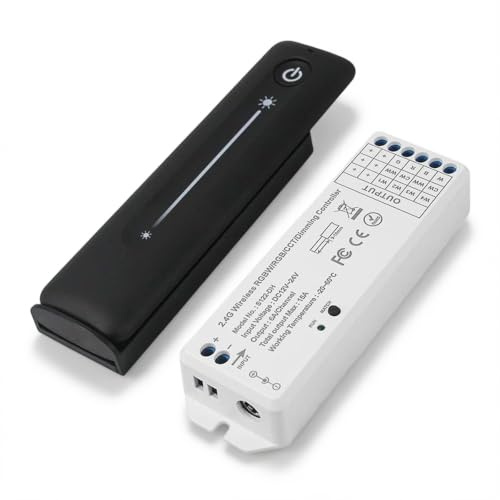 Regulador de intensidad LED, 2,4 GHz, controlador de tiras LED RF, controlador de CC 12 V-24 V, con mando a distancia táctil de atenuación para Cct, RGB, LED Downlight y tiras LED de un solo color